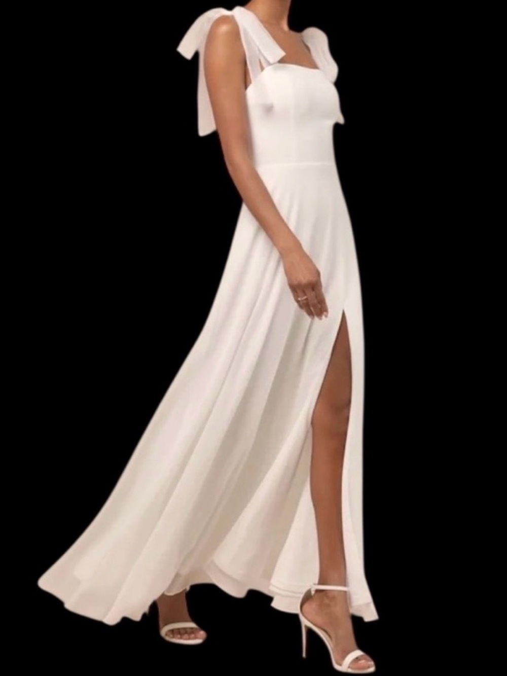 Lulus Radiant Romance White Tie-Strap Maxi Dress Wedding Bridal NWOT